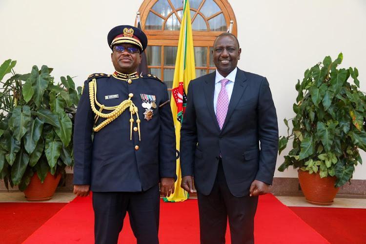 President William Ruto with Police IG Japhet Koome. Image Courtesy.